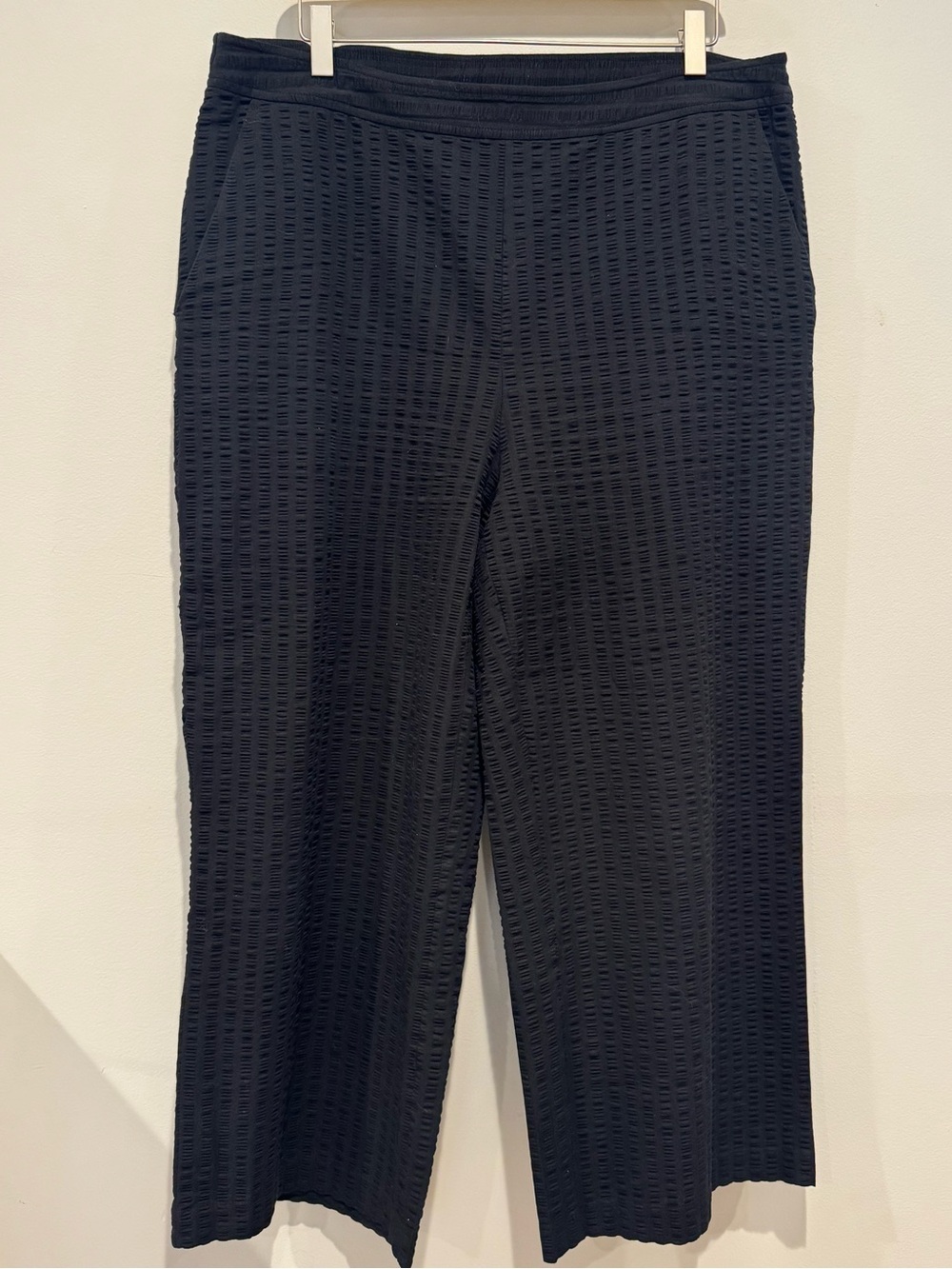 Part Two Black Textured Cotton Cropped Wide Leg Pants EU 44 XL